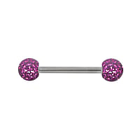 Tongue piercing out of Surgical Steel 316L with zirconia and Epoxy. Thread:1,6mm. Bar length:14mm. Ball diameter:5mm.