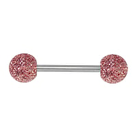 Tongue piercing out of Surgical Steel 316L and Acrylic glass. Thread:1,6mm. Bar length:14mm. Ball diameter:6mm.