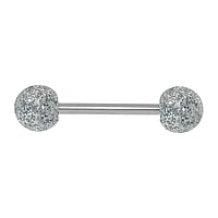 Tongue piercing out of Surgical Steel 316L and Acrylic glass. Thread:1,6mm. Bar length:14mm. Ball diameter:6mm.