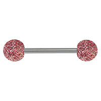 Tongue piercing out of Surgical Steel 316L and Acrylic glass. Thread:1,6mm. Bar length:16mm. Ball diameter:6mm.