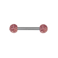 Tongue piercing out of Surgical Steel 316L and Acrylic glass. Thread:1,6mm. Bar length:12mm. Ball diameter:4mm.