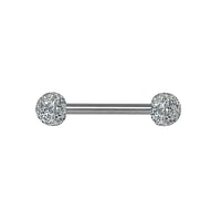 Tongpiercing uit Chirurgisch staal 316L en Acryl. Schroefdraad:1,6mm. Lengte staafje:12mm. Diameter bal:4mm.