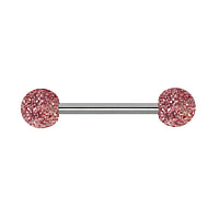 Tongue piercing out of Surgical Steel 316L and Acrylic glass. Thread:1,6mm. Bar length:14mm. Ball diameter:5mm.