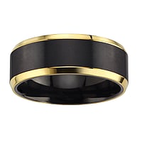 Titanring mit PVD Beschichtung (schwarz) und PVD Beschichtung (goldfarbig). Breite:8mm.