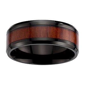 Titan Ring Titanium PVD laag (zwart) Hout Epoxihars