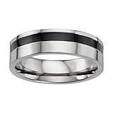 Bague en titane Titane Revtement PVD noir Bandes Rayures Zbrure