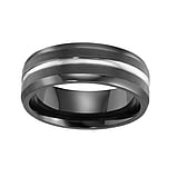 Bague en titane Titane Revtement PVD noir Bandes Rayures Zbrure