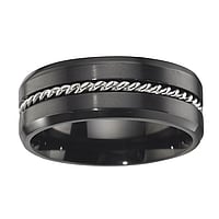 Titanring mit PVD Beschichtung (schwarz). Breite:8mm. Mittelteil drehbar. Abgerundet.  Ewig Schlaufe Endlos Unendlich Ewigkeit Unendlichkeit Geflochten Verschlungen 8 Spirale