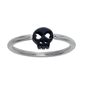 Midi Ring Stainless Steel Black PVD-coating Skull Skeleton