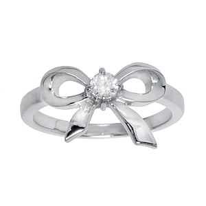 Midi Ring Stainless Steel zirconia Ribbon Bow Hair_bow