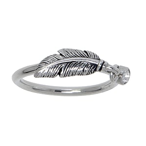Midi Ring Stainless Steel Crystal Feather