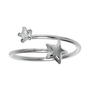 Anillo Midi Plata 925 Cristal Estrella Espiral