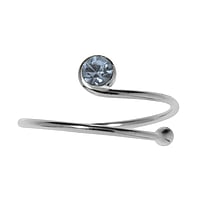 Midi Ring uit Zilver 925 met Kristal. Breedte:8mm. Buigbaar om in te doen en aan te passen. Glanzend.  spiraal