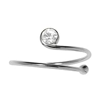 Midi Ring aus Silber 925 mit Kristall. Breite:8mm. Biegsam zum Anziehen und Anpassen. Glänzend.  Spirale