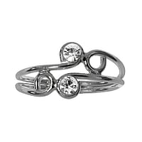 Midi Ring aus Silber 925 mit Kristall. Breite:10mm. Biegsam zum Anziehen und Anpassen. Glänzend.  Spirale