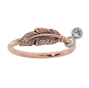 Midi Ring Stainless Steel PVD-coating (gold color) Crystal Feather