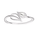 Midi Ring out of Silver 925. Width:6mm. Shiny.  Leaf Plant pattern
