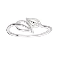 Midi Ring uit Zilver 925. Breedte:6mm. Glanzend.  blad blaadje plantpatroon