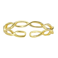 Midi Ring out of Silver 925 with PVD-coating (gold color). Width:2,3mm. Bendable for adjustment and for wearing. Shiny.  Eternal Loop Eternity Everlasting Braided Intertwined 8