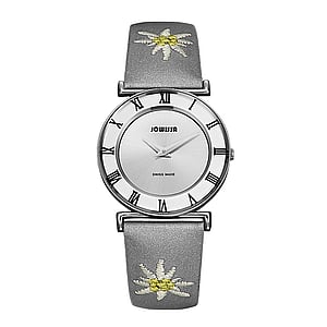 JOWISSA  Stainless Steel Mineral glass Leather Satin Flower