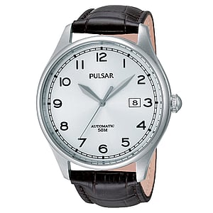 PULSAR  Stainless Steel Mineral glass Leather