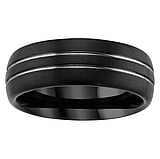 Bague en tungstne Tungstne Revtement PVD noir Bandes Rayures Zbrure