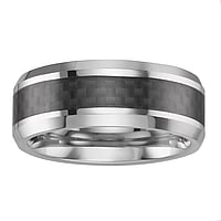 Tungsten Ring with carbon fibre and Enamel. Width:8mm. Shiny.