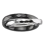Wolfraam ring met PVD laag (zwart). Breedte:6mm. Glanzend. Verstrengelde ringen. Afgerond.