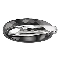 Wolframring mit PVD Beschichtung (schwarz). Breite:6mm. Glnzend. Verschlungene Ringe. Abgerundet.