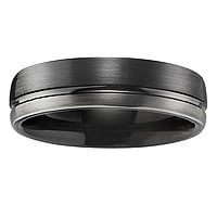 Tungsten Ring with Black PVD-coating. Width:6mm. Matt and stripped shinily .