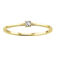 Gold ring with 14K gold and Lab grown diamond. Carat weight:0,03ct. Width:2,4mm. Weight:0,9g. Stone(s) are fixed in setting. Shiny.