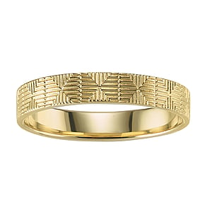 Gold ring 14K gold Stripes Grooves Rills