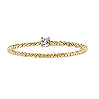 Gold ring with 14K gold and Lab grown diamond. Carat weight:0,03ct. Cross-section:1,2mm. Width:2,4mm. Stone(s) are fixed in setting. Shiny.  Eternal Loop Eternity Everlasting Braided Intertwined 8 Wave
