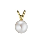 Genuine gold necklace with 14K gold and Akoya pearl. Diameter:7mm. Eyelet's transverse diameter:2,7mm. Eyelet's longitudinal diameter:3,1mm. Shiny.