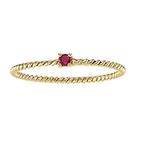 Gold ring with 14K gold and Ruby. Carat weight:0,03ct. Cross-section:1,2mm. Width:2,4mm. Stone(s) are fixed in setting. Shiny.  Eternal Loop Eternity Everlasting Braided Intertwined 8 Wave