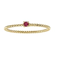 Echtgold Ring mit Rubin. Karat:0,03ct. Querschnitt :1,2mm. Breite:2,4mm. Stein(e) durch Fassung fixiert. Glnzend.  Ewig Schlaufe Endlos Unendlich Ewigkeit Unendlichkeit Geflochten Verschlungen 8 Welle