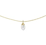 Genuine gold necklace with 14K gold and Opal. Length:45cm-50cm. Width:5mm. Adjustable length.