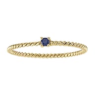 Gouden Ring met Blauwe saffier. Karaat:0,03ct. Doorsnede:1,2mm. Breedte:2,4mm. Steen/stenen met vatting gefixeerd. Glanzend.  eeuwig oneindig oneindigheid eindeloos eindeloosheid eeuwigheid lemniscaat liggende acht 8 golf