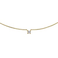 Genuine gold necklace with 14K gold and Lab grown diamond. Carat weight:0,1ct. Cross-section:0,88mm. Width:3,5mm. Length:40/45cm. Adjustable length. Stone(s) are fixed in setting. Shiny.