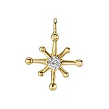 Collar de oro autntico Oro de 14K Diamante de laboratorio Estrella Copo de nieve