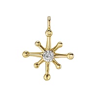 Genuine gold necklace with 14K gold and Lab grown diamond. Carat weight:0,05ct. Width:10,3mm. Eyelet's transverse diameter:1,5mm. Eyelet's longitudinal diameter:1,5mm. Stone(s) are fixed in setting. Shiny.  Star Snowflake