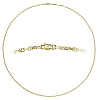 Genuine gold necklace with 14K gold. Cross-section:2,2mm. Minimal transverse diameter:2,2mm. Minimal longitudinal diameter:3,5mm. Shiny.