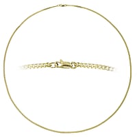 Gold necklace with 14K gold. Cross-section:2,1mm. Minimal transverse diameter:2,1mm. Minimal longitudinal diameter:3,8mm. Weight:7,18g. Shiny. Flat.