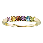 Gold ring with 14K gold, Peridot, Blue Topaz, Amethyst, Garnet and Yellow Citrine. Width:3mm. Stone(s) are fixed in setting. Shiny.