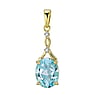 Genuine gold pendant 14K gold Lab grown diamond Blue Topaz