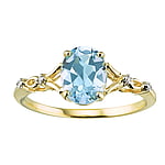 Gold ring with 14K gold, Blue Topaz and Lab grown diamond. Carat weight:0,02ct. Width:7mm. Height:9mm. Stone(s) are fixed in setting. Shiny.