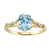 Echtgold Ring Gold 14K Blauer Topas Labor Diamant