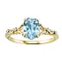 Gold ring 14K gold Blue Topaz Lab grown diamond