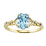 Gold ring 14K gold Blue Topaz Lab grown diamond