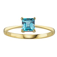 Echtgold Ring mit Blauer Topas. Breite:5mm. Stein(e) durch Fassung fixiert. Glnzend.